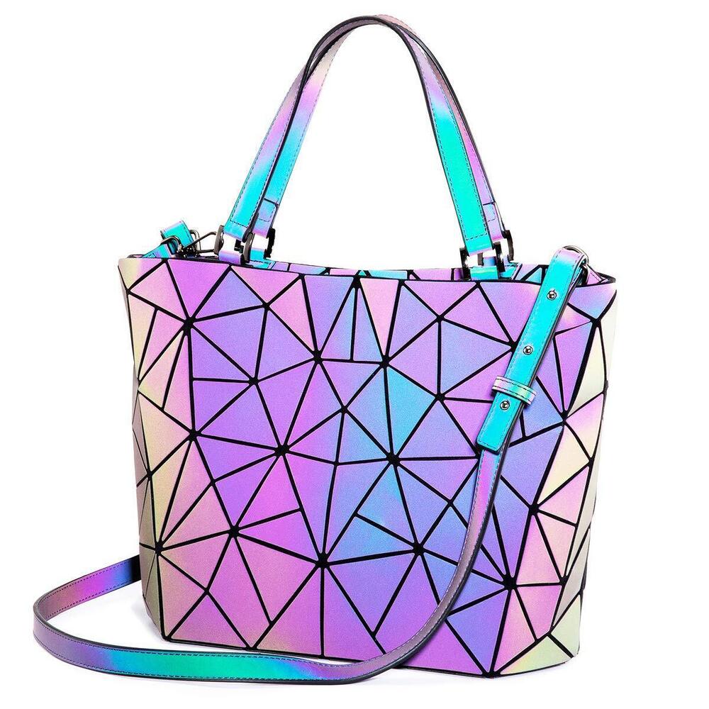 8775 Geometric Luminous Purses and Handbags Holographic Reflective